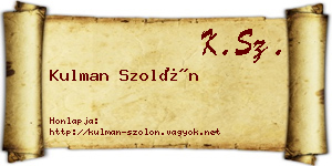 Kulman Szolón névjegykártya